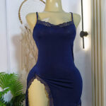Lingerie Fitted with side cut-out in Dark Blue one size