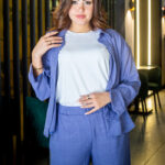 سوت حريمي قصير قطعتين كتان صيفي ضد الوبرة الوان