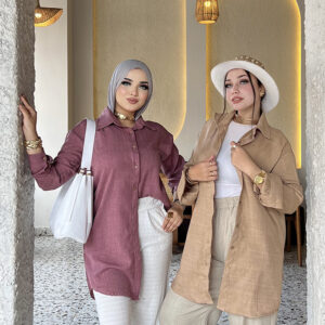 شيميز بناتي طويل صيفى خامة بوبلين الوان