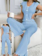 بيجامة-قطن-بيتى-خفيفة-لون-ازرق-لايت-مقاس-موجد-ماو_ستور