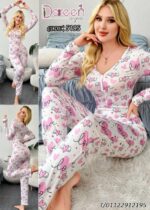 بيجامة-قطن-بيتى-صيفى-بكم-خفيفة-مزينة-بالقلوب-مقاس-موحد-ماو_ستور