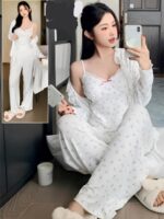 بيجامة-قطن-صيفي-مع-روب-قصير-مقاس-موحد-ماو_ستور