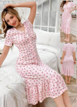 فستان-بيتس-صيفى-بأزرار-مزين-بالورد-لون-بينك-ماو_ستور