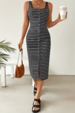 فستان-بيتى-طويل-مفتوح-الصدر-بزراير-اسود-ماو_ستور