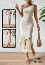 فستان-صيفي-بيج-قطن-بحمالة-كتف-واحد-مقاس-50--65-ماو_ستور