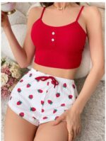 طقم-بيتي-صيفي-خفيف-مزين-بالفراولة-لون-احمر-ماو_ستور