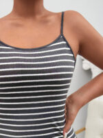 فستان-شي-ان-قصير-حمالات-لون-رمادي-خطوط-بيضاء-ماو_ستور