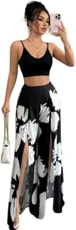 طقم-بيتى-بلوزة-قصيرة-سوداء-مع-تنورة-ماكسي-طويلة-بطبعة-زهور-ماو_ستور