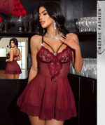 لانجري-احمر-غامق-شفاف-مفتوح-الصدر-مزين-بفيونكة-ماو_ستور