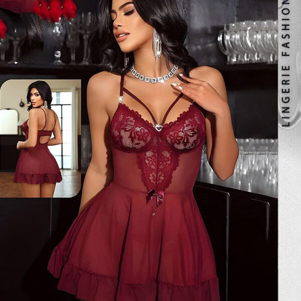 لانجري-احمر-غامق-شفاف-مفتوح-الصدر-مزين-بفيونكة-ماو_ستور