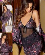 قميص-نوم-راقى-3-قطع-بكم-طويل-ماو_ستور