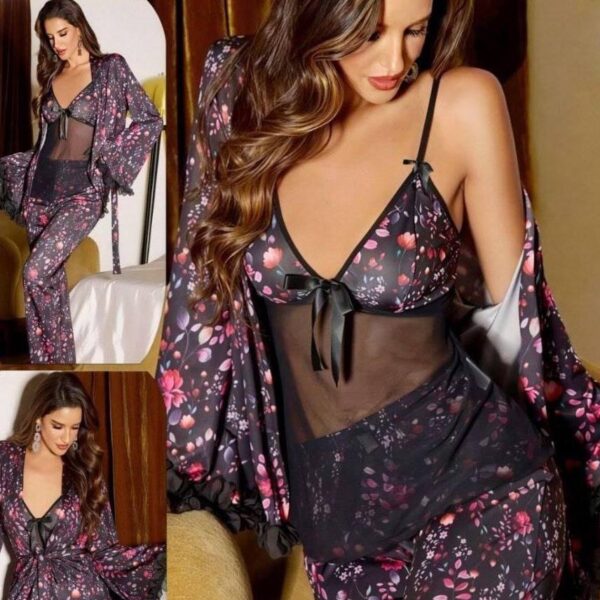 قميص-نوم-راقى-3-قطع-بكم-طويل-ماو_ستور