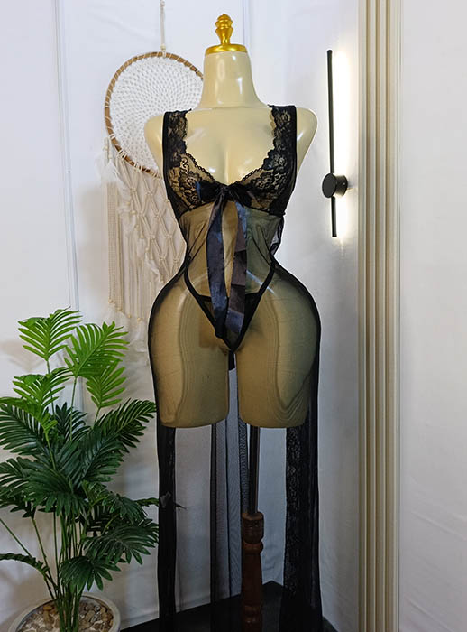 لانجري-طويل-بفيونكة-عند-الصدر-وفتحة-خلفية-ماو_ستور